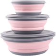 thumbnail image 2 of 3 Pcs Silicone Collapsible Bowl Lunch Box - Expandable Food Storage Containers Set -Silicone Salad Bowl with Lid Portable (Blue), 2 of 7