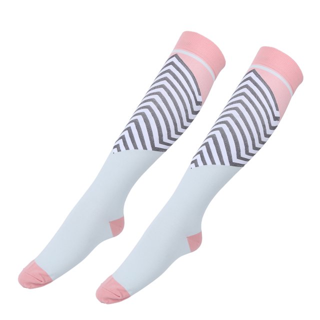 Stretch Socks, Elasticity Compression Stockings, Color Stockings For Joggers Athletes Running Pink Blue L/XL