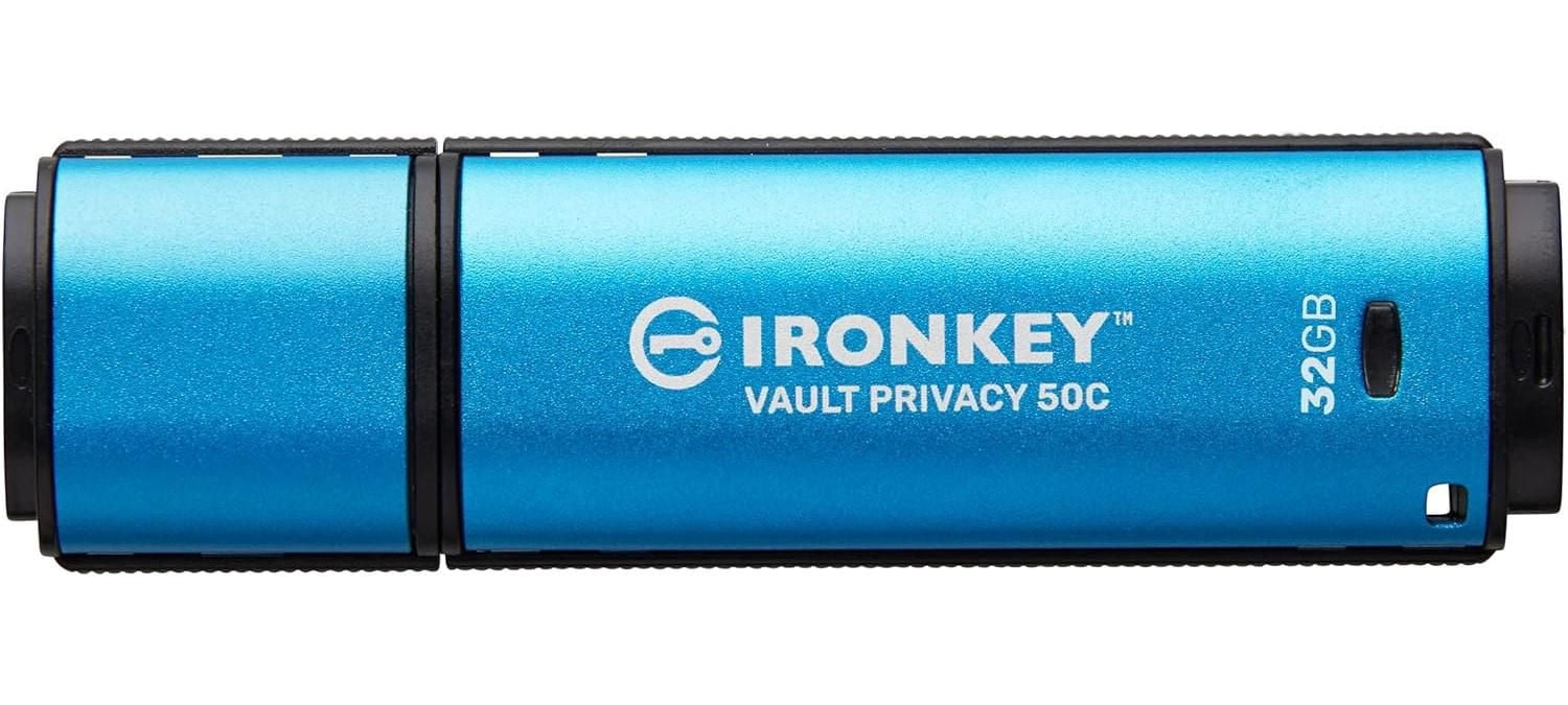 Kingston Ironkey Vault – Clé USB Privacy 50 USB-C 32 Go | Certifiée FIPS 197 | XTS-AES 256 bits | Protection BadUSB et Brute Force | Option multi-mot de passe | IKVP50C/32 Go