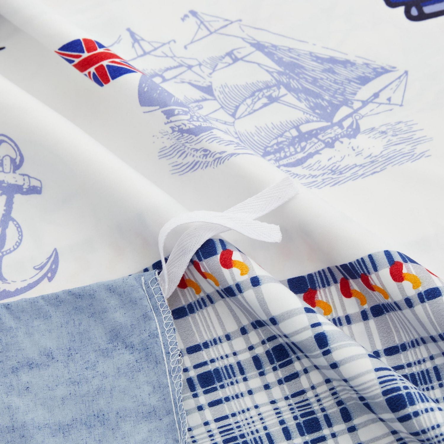 Literie en percale de coton doux 600 fils/cm², motif bateau à voile, housse de couette et drap-housse, motif marine, pour enfants et tout-petits