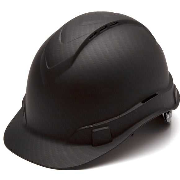 Pyramex Ridgeline Cap Style Hard Hat 4 Point Ratchet Vented Matte Black Graphite Pattern