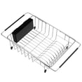 thumbnail image 5 of iPEGTOP Expandable Deep & Large Dish Drying Rack, Over the Sink, In Sink Or On Counter Dish Drainer with Black Removable Utensil Silverware Holder, Rustproof Stainless Steel, 5 of 5