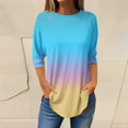 thumbnail image 1 of Pxiakgy Vente Chaude!! T-Shirts à Manches Longues Col Rond pour Femmes Printemps Automne Tie Dye Hauts Amples Tunique Décontractée Blouse Col Printemps Tunique Imprimée Décontractée T-Shirts Trois Quarts Hauts pour Femmes Bleu Ciel L, 1 of 5