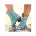 thumbnail image 3 of LUXUR Bottes pour Femmes Brodées Florales Bottines Courtes Bout Rond Chaussures d'Hiver Bleues 4, 3 of 5