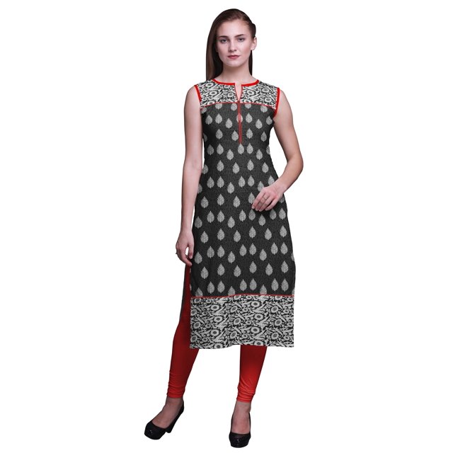 Bimba Kurti Droite Imprimée pour Femmes Sans Manches Tenue d'Été Kurta Tunique Grande