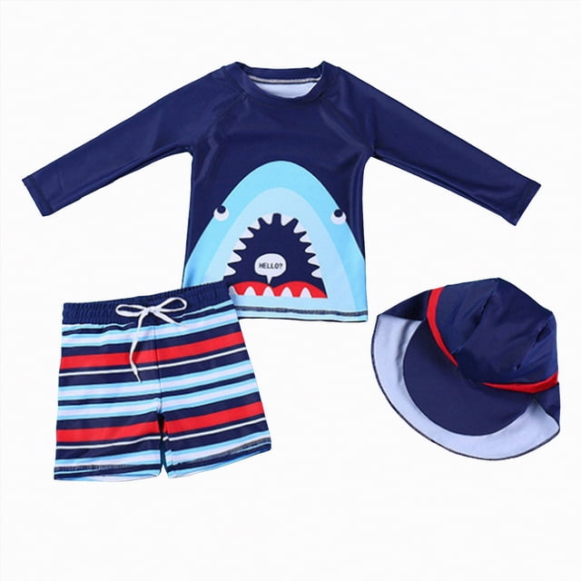 Gubotare Infant Rash Guard Boys Rash Guard Swimsuits Set for Boys 2 Piece Swim Shirts Quick Dry Bathing Suits 1T 2T (Blue,1-2 Years)