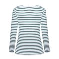 thumbnail image 4 of Jienlioq Hauts Grande Taille pour Femmes Mode Décontractée Couleur Unie Imprimée Col en V Manches Longues Blouses Rayées Décontractées T-Shirt Col Rond, 4 of 4