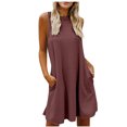 thumbnail image 2 of Robes d'Été Grande Taille pour Femmes 2024 Printemps et Col Suspendu Jupe Grand Dos Col Rond Sans Manches Robe Économisez jusqu'à 65 %!, 2 of 9