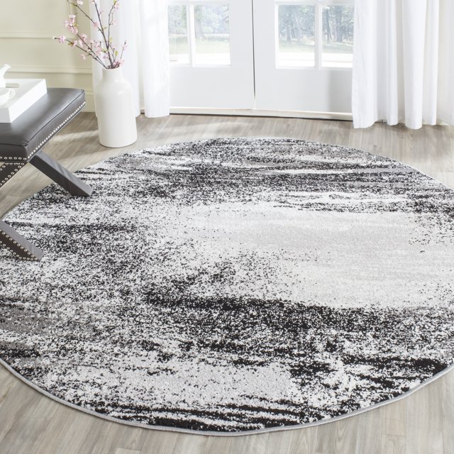SAFAVIEH Adirondack Collection ADR112G Moderne Abstrait Non-Déchirage Salon Chambre à Coucher Tapis, 8' x 8' Rond, Argent / Multi