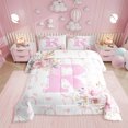 thumbnail image 1 of Erosebridal Girls Pink Rose Comforter Sets Twin Size, Initial R Letter Comforters & Duvets, Cartoon Decor, Reversible 2 Pieces, 1 of 8