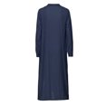 thumbnail image 5 of Pisexur Robe à Manches Longues à Col en V Mode Décontractée Col en V Boutonnée Robe en Coton et Lin à Manches Longues avec Poche Robe Longue Unie Robe pour Femmes, 5 of 5
