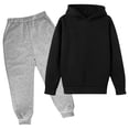 thumbnail image 2 of MeetoTime Boy's Girls's Hooded Tracksuit Pullover Sweatshirt Jogging Pants Set 2 Pieces Sweatsuit for 3-10 Years, 2 of 3