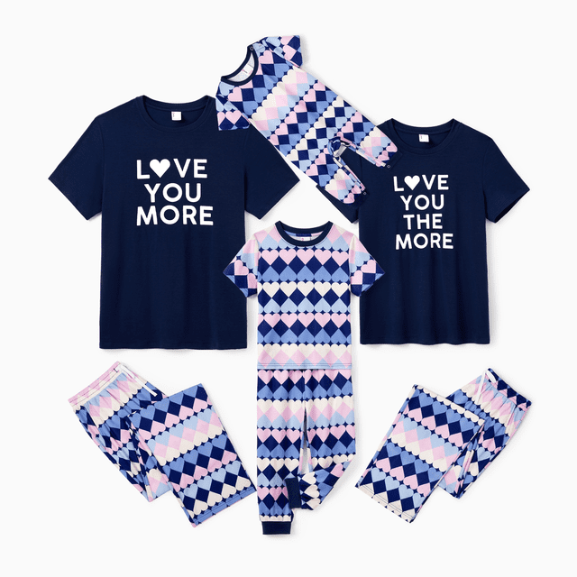 PatPat Valentine's Day Family Pajamas Short-sleeve Heart Print Matching Set