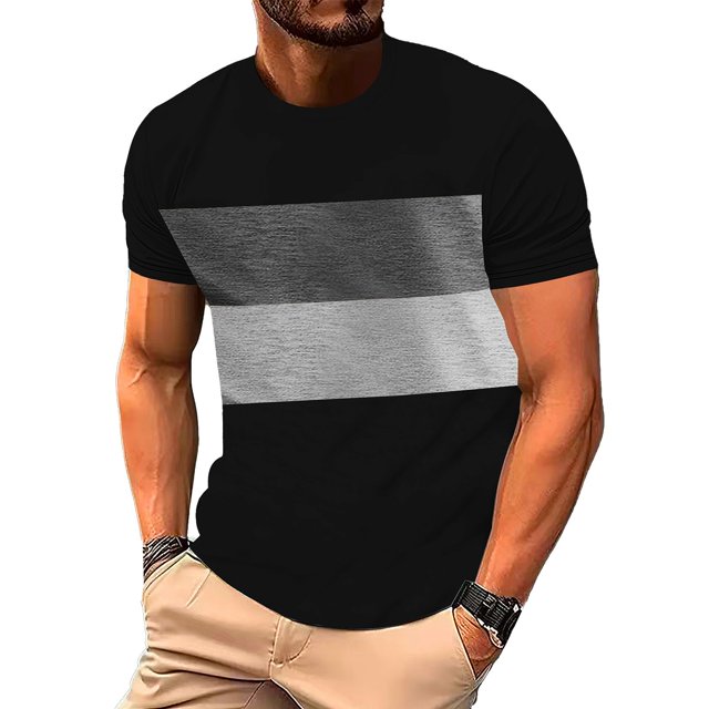 Maplenight T-Shirt Homme Manches Courtes Col Rond T-Shirt Décontracté Été Bloc de Couleur T-Shirt Classique Basique