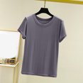 thumbnail image 1 of Weiqiqre T-Shirt à Col Rond pour Femme à Manches Courtes Ajusté T-Shirt Mince Uni Haut de Pyjama Pyjama à Manches Courtes, 1 of 8