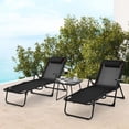 thumbnail image 2 of Costway 3pcs Patio Folding Chaise Lounge Chair PVC Tabletop Set Outdoor Portable Beach, 2 of 10