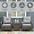 thumbnail image 4 of Outsunny Patio Bistro Set PE Rattan Garden Sofa Set 3 Pieces Grey, 4 of 10