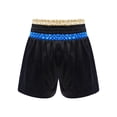 thumbnail image 2 of zdhoor Kids Boys Boxing Trunks Metallic Color Block Side Split Satin Shorts for Boxer Fighting Training Blue&Gold 16, 2 of 4