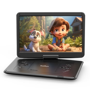 BOIFUN Lecteur DVD Portable avec Grand Écran HD de 15,6 Pouces, Batterie Rechargeable de 6 Heures, Prend en Charge la Carte USB/SD/la Télé Synchronisée et Plusieurs Formats de Disques, Lecteur DVD pour Voiture avec Haut-Parleur à Volume Élevé