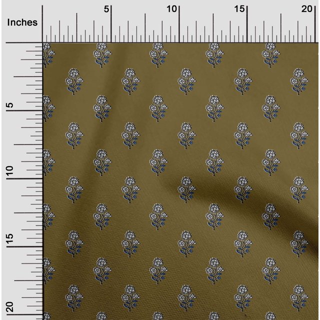 oneOone Viscose Chiffon Fabric Leaves & Floral Block Print Fabric By Yard 42 Inch Wide