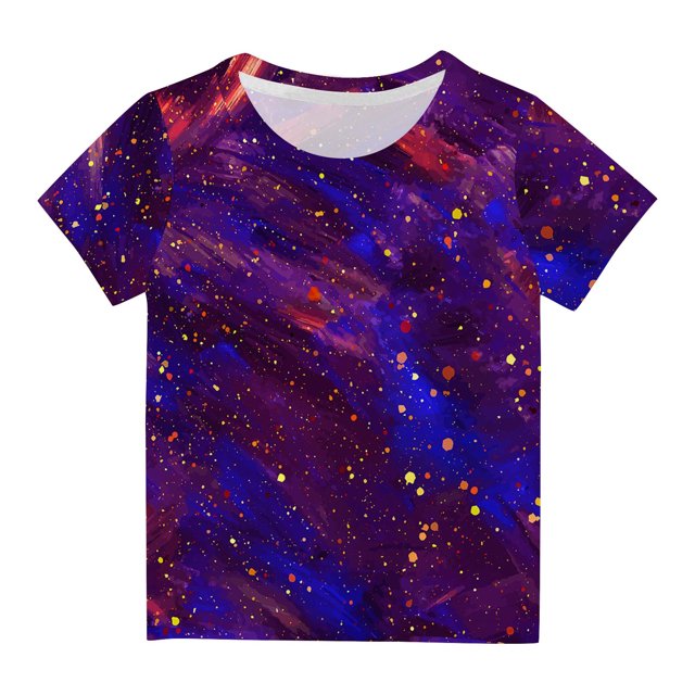 Penkiiy Garçons Filles Enfants T-Shirts Graphiques 3D à Étoiles Imprimées, Garçons Filles Chandails Fantaisie Col Rond Manches Courtes T-Shirts 13-14 Ans Multicolore