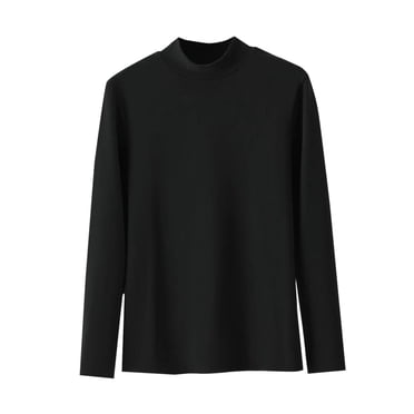 Lenpel Women's Plus Size Thermal Tops Soft Cotton Long Sleeve Mock Neck Base Layer T-Shirts Turtleneck Basic Undershirts