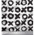 thumbnail image 1 of Soimoi White Poly Georgette Fabric Circle & Cross Geometric Fabric Prints By Yard 52 Inch Wide, 1 of 4