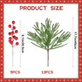 thumbnail image 2 of letesult 13 Pcs Branches de Pin Artificielles Normandes avec 5 Pcs Tiges de Baies Rouges, 18 Pouces Toucher Réel Noël Fausses Fausses Verdure Tiges de Pin à Feuilles Persistantes pour Vases Bricolage Guirlande Table Décoration Maison Noël, 2 of 7