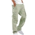 thumbnail image 1 of cllios Cargo Pantalon pour Homme Uni Décontracté à Multiples Poches Extérieur Coupe Droite Pantalon de Mise en Forme Pantalon Cargo Coupe Décontractée Pantalon de Randonnée Vert P, 1 of 8