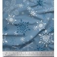 thumbnail image 1 of Soimoi Blue Modal Satin Fabric Snow Flakes Floral Fabric Prints By Yard 42 Inch Wide, 1 of 5