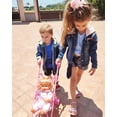 thumbnail image 3 of KIDSCOOL SPACE Little Girl Pink Detachable Hood Flower Embroidered Jean Jacket Female,4-5 Years, 3 of 7