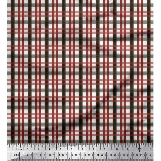 Soimoi Poly Georgette Fabric Gingham Check Fabric Prints By Yard 42 Inch Wide