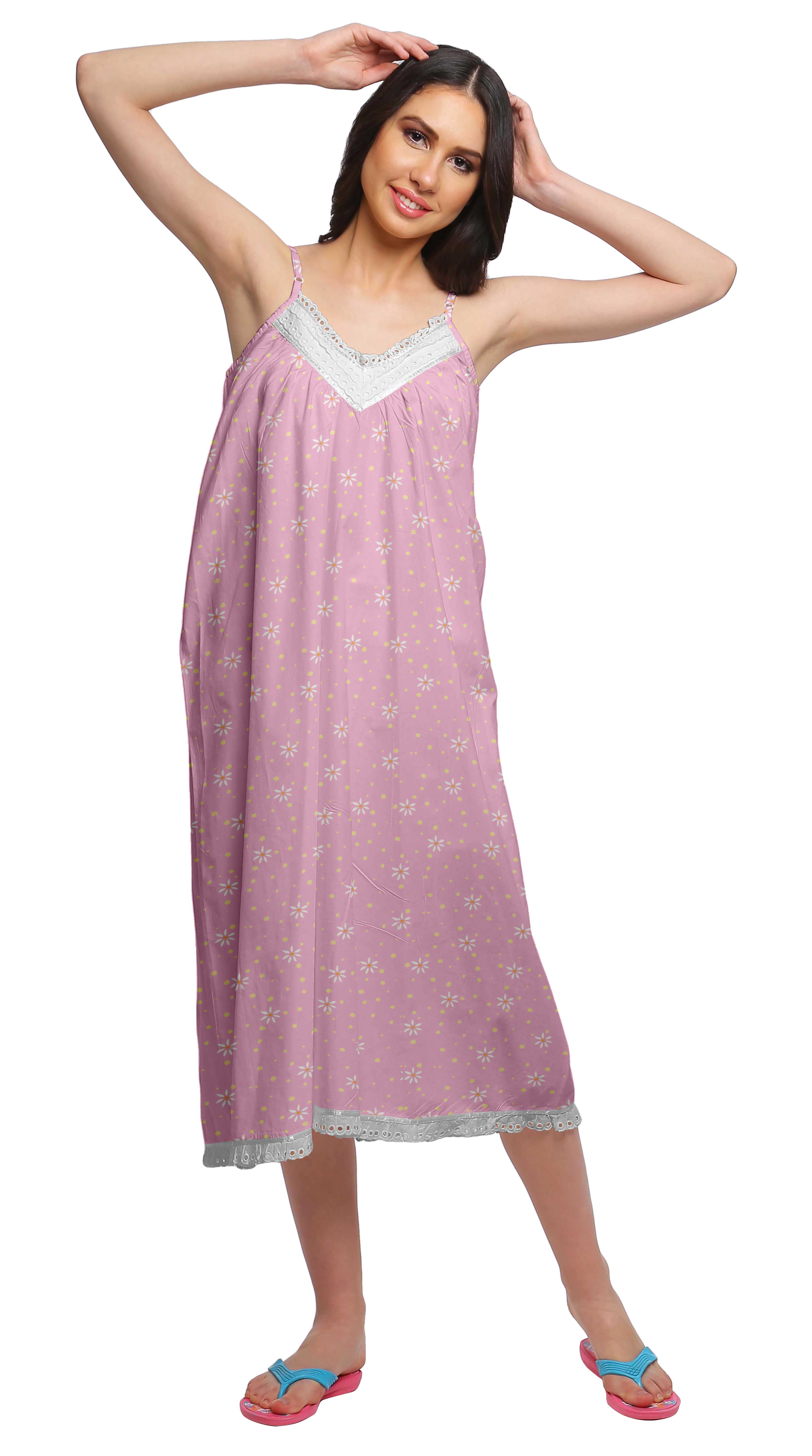 Moomaya Nuisette Sans Manches pour Femmes, Chemise de Nuit en Coton Imprimé