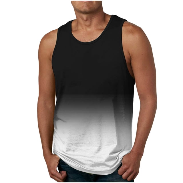 IROINID Débardeurs pour Hommes, Mode Décontractée, Impression Dégradée, Col Rond, Sport