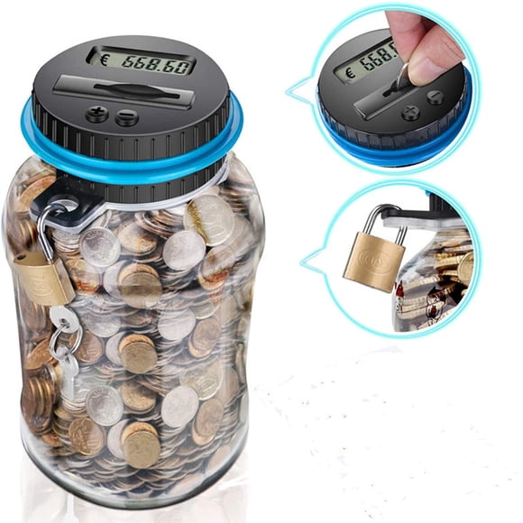 Clear Digital Bank Coin Savings Counter LCD Counting Money Jar Change Gift