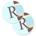 thumbnail image 1 of Carolines Treasures CJ1003-RCARC Lettre R Initiale Monogramme Rayures Bleues Ensemble de 2 Porte-Gobelets sous-Verre de Voiture, 1 of 1