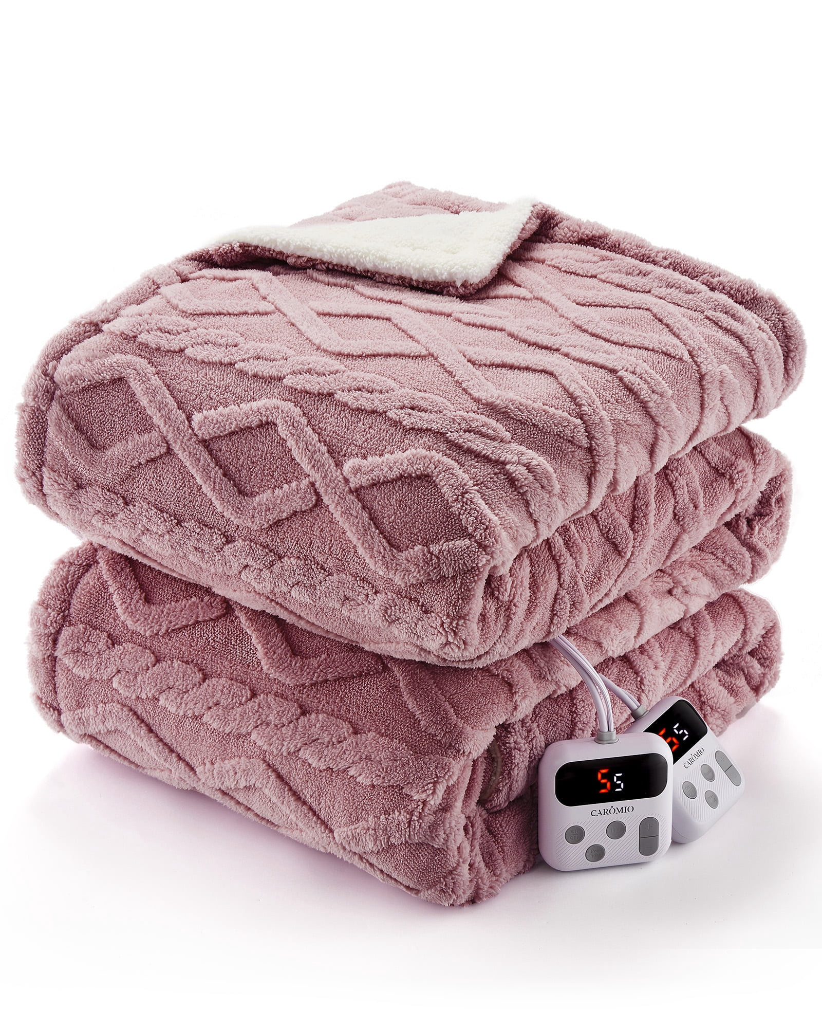 PIONEERWORKS Electric Throw Blanket Flannel & Sherpa Heated Throw Blanket with 10 Adjustable Heat Levels, 10-Hour Timer, ETL Certified, Portable, Washable, Fast Heating