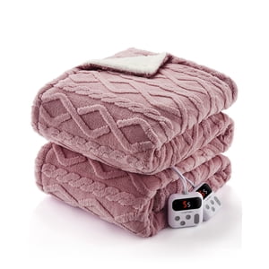 PIONEERWORKS Electric Throw Blanket Flannel & Sherpa Heated Throw Blanket with 10 Adjustable Heat Levels, 10-Hour Timer, ETL Certified, Portable, Washable, Fast Heating