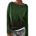 thumbnail image 1 of Tiweut Chandails Décontractés pour Femmes Doublés en Polaire Chandail d'Hiver Manches Longues Col Rond Longueur Moyenne Blouses Patchwork Vert,m, 1 of 5