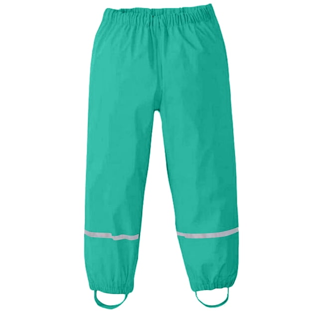 MIASHUI Pantalon de Pluie pour Enfants Garçons Filles Imperméable Léger Réfléchissant Pantalon de Pluie, Vert, 5-6 Ans