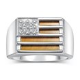 thumbnail image 1 of RYLOS Men's Rings 14K White Gold USA Flag Designer Ring With Diamonds and Tiger Eye Rings For Men Designer Patriotic Jewelry Size 11, 1 of 5