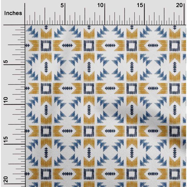 oneOone Cotton Silk Fabric Geometric Ikat Print Sewing Fabric BTY 42 Inch Wide