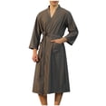 thumbnail image 1 of HNMKIU Plus Size Pajamas Unisex Pocket Breathable Knee Length Bathrobe Splicing Soft Sleepwear SPA Robe, 1 of 4