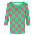 thumbnail image 4 of T-shirt Imprimé Chic pour Femme, Blouse Décontractée Tendance, Tissu Polyester Doux, Col Rond à Manches 3/4, Conçu pour un Usage Quotidien Polyvalent, 4 of 9