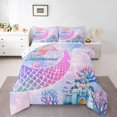 thumbnail image 1 of Erosebridal Mermaid Bedding Twin Comforter Set,Castle Seashell Down Comforter,Princess Room Decorative,Reversible,2-Piece, 1 of 8