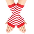 thumbnail image 1 of Gants Sans Doigts à Rayures Pinstripes avec Trou pour le Pouce Gants Unisexes Chauds, 1 of 2