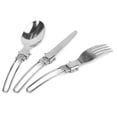 thumbnail image 1 of Ensemble 3 Pcs Couteau Fourchette Cuillère Ensemble de Couverts de Camping en Acier Inoxydable Pliable Portable, 1 of 4