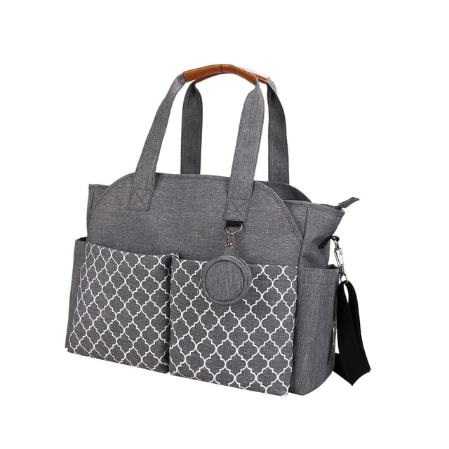 Multifunctional Baby Diaper Mummy Changing Bag for Mom and Dad Keys Bottle Gray