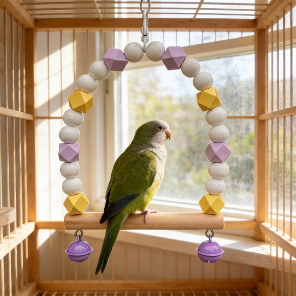 Compact Parrot Grinding Perch Stand Toy,Sandstone Wooden Nail Care Cage Stick,Durable Bird Chewing Training Activity Toy,Hanging Cage Claw Maintenance Accessory,Easy Install Fitness Perch