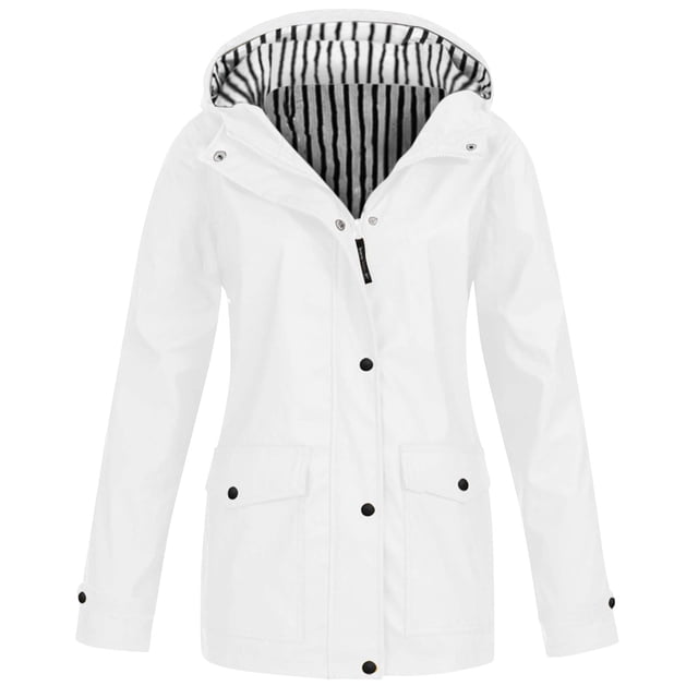 iHPH7 Manteau Coupe-Vent Femme Long Imperméable pour Femme Manteau à Capuche Femme Manteau de Pluie de Randonnée Femme Manteau à Fermeture Éclair Manteau de Voyage Manteau de Randonnée Femme Blanc 4TG